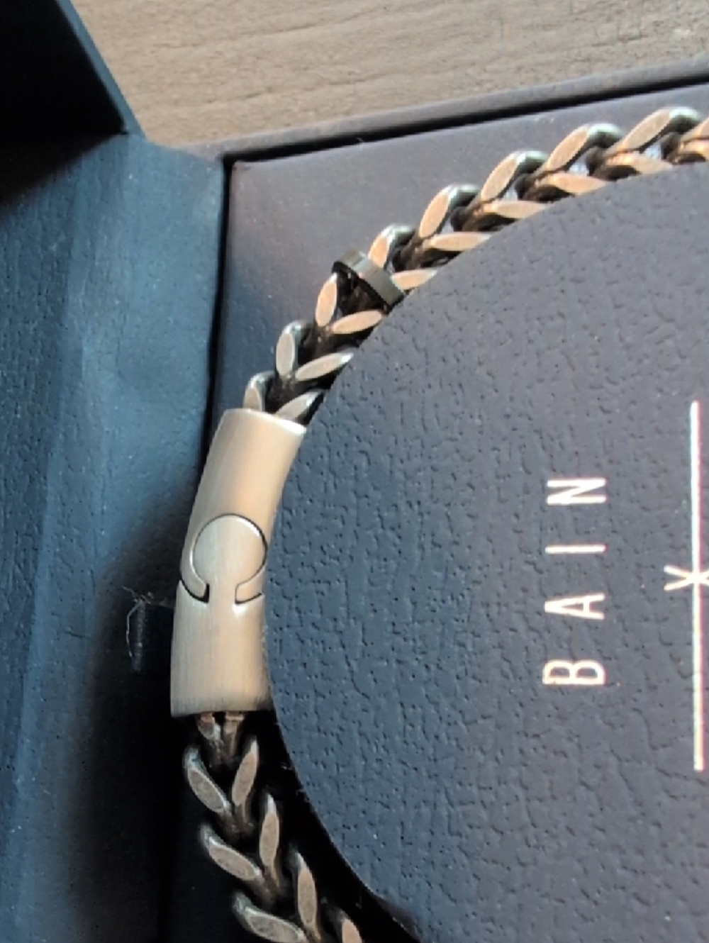 Bain x Miller Stainless Steel Braided Bracelet - Black & Gunmetal, Blue Leather - Picture 3 of 6